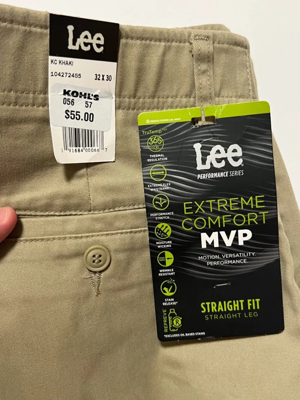 Lee Extreme Motion Pants *NWT Straight Fit Casual Comfort Beige Men's size 32x30